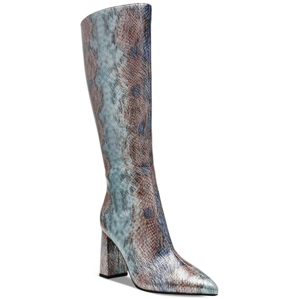 Wild Pair Womens Islah Block Heel Knee High Boots Multi Snake Size 6M NIB